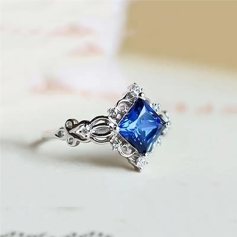 Huitan White/Green/Blue/Red/Multicolored Square CZ Wedding Rings for Women Zinc Alloy Color Luxury Engagement Rings Female Zircon