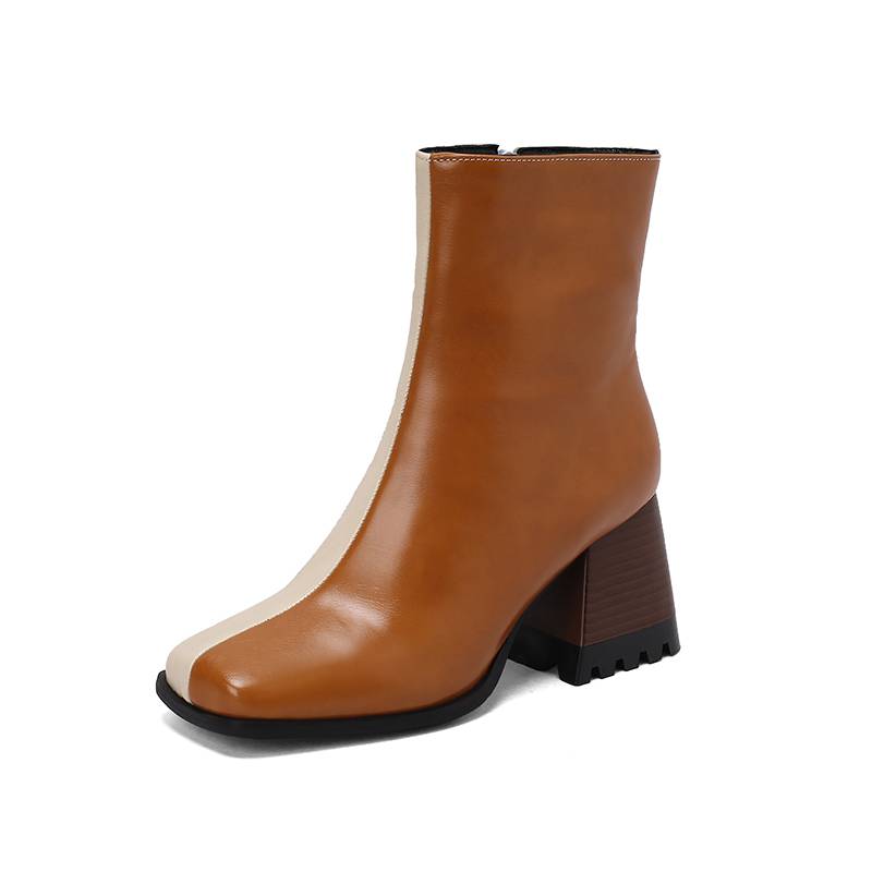 Krazing Pot Polyurethane Autumn Winter Shoes 47 Size 48 Chelsea Boots Gingham Prints Square Toe Plus Size Keep Warm Ankle Boots