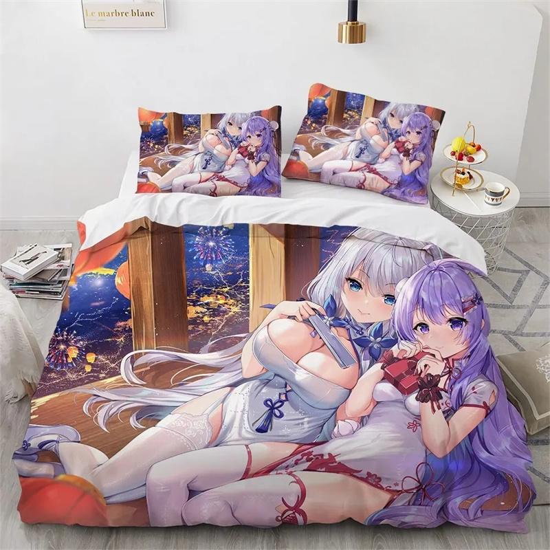3D Print Kawaii Anime Sexy Girl Bedding Set Boys Girls Twin Queen King Size Duvet Cover Pillowcase Bed Boys Teen Adults 2/3pcs
