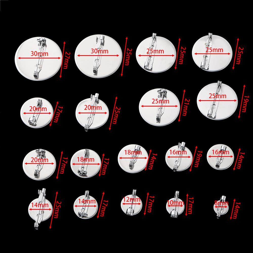 

10Pcs 8-30mm Inner Size Stainless Steel Brooch Style Cabochon Blank Base Cameo Setting Charms Pendant Tray DIY Jewelry Making 8mm-14mm pins