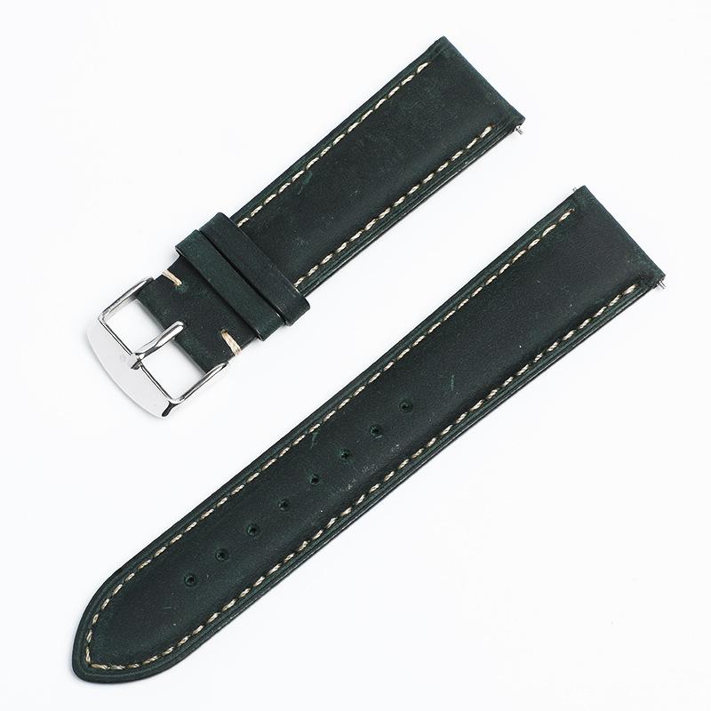 Crazy Horse First Layer Cowhide Strap Men's and Women's Leather Universal Quick-release Ear for 14/16/18/20/22/24 M