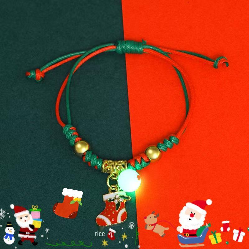 

2025 Trendy Christmas Pendant Hand Rope with Santa Claus and Bell