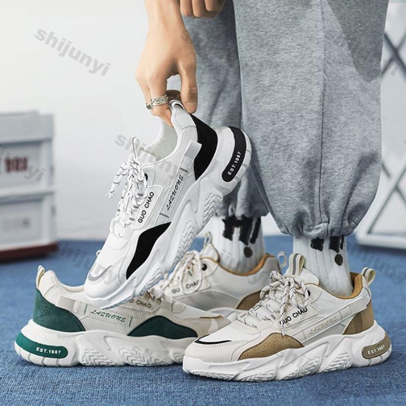 Men's Sports Casual Thick Sole Sneakers Comfortable Casual Shoes Wear-resistant Breathable Soft Sole Sports Shoes Tenis Hombres