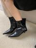 fashion Pointed Toe Women Ankle Boots 2024 New Arrivals Shallow Slip On Black Silver Winter Autumn Party Pumps Shoes Woman Size 35-39