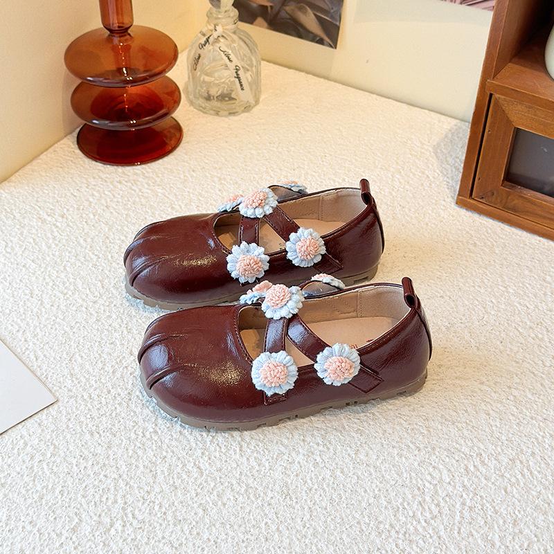 Sunflower Soft Sole Princess Flats for Baby Girls - 2025 Spring/Autumn Children's Leather Shoes