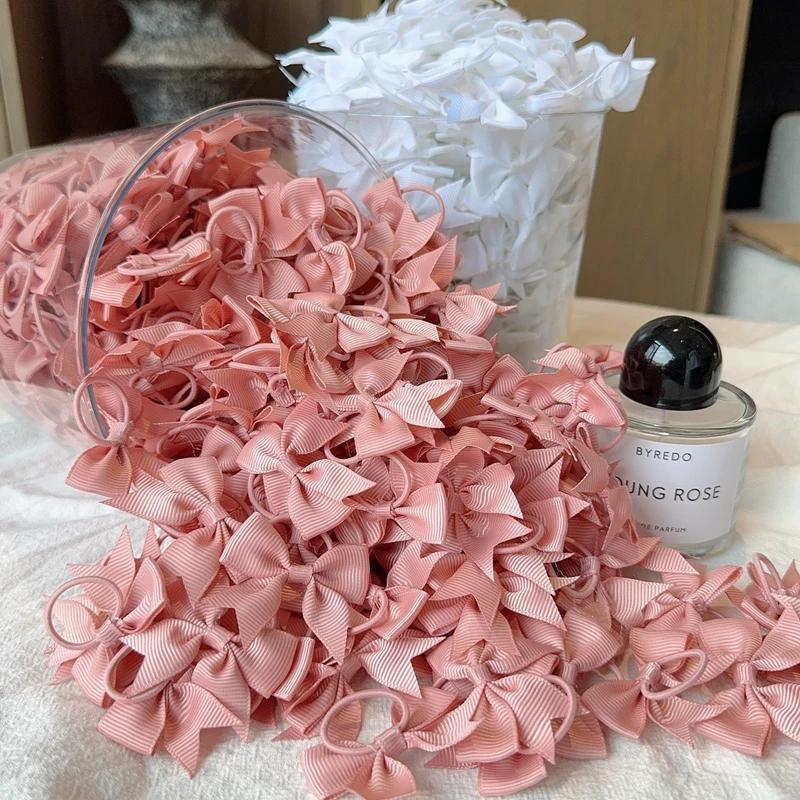5/10/20Pcs Mini Solid Bows Elastic Hair Bands Kids Girls Small Rubber Band Hair Rope Ponytail Holder Headwear Hair Accessories