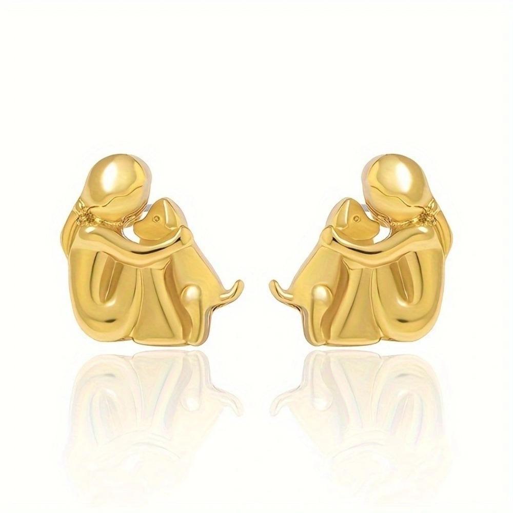 New Original Design Little Girl Ang Dog Hug Pendant Necklace for Women Cute Sweet Cartoon Christmas Friendship Jewelry Gift