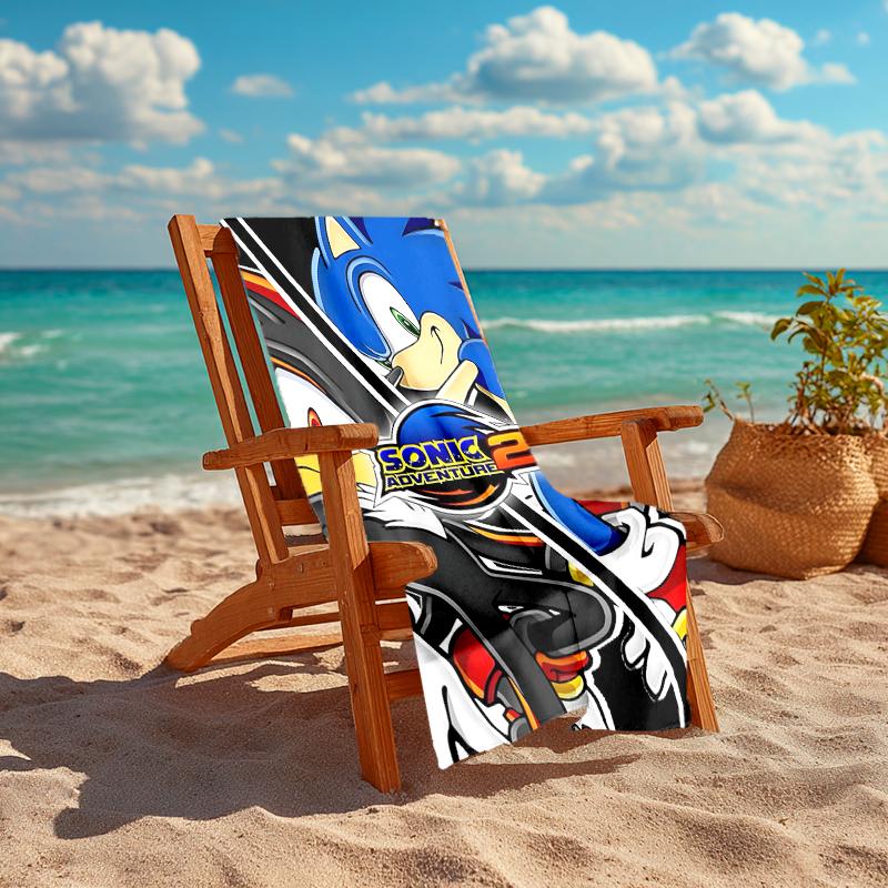 1Pc Sonic Adventure Cover Art Beach Towel, Quick Dry, Multi-Use for Beach Pool Gym Yoga Home Travel, Christmas, Halloween, Xmas Gift M929467