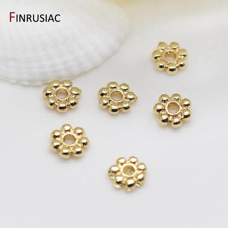 DIY Jewelry Accessories 14k Gold Plated Brass Spacer Beads 6mm Flower Bead Caps Separator For Bracelet Making Supplies