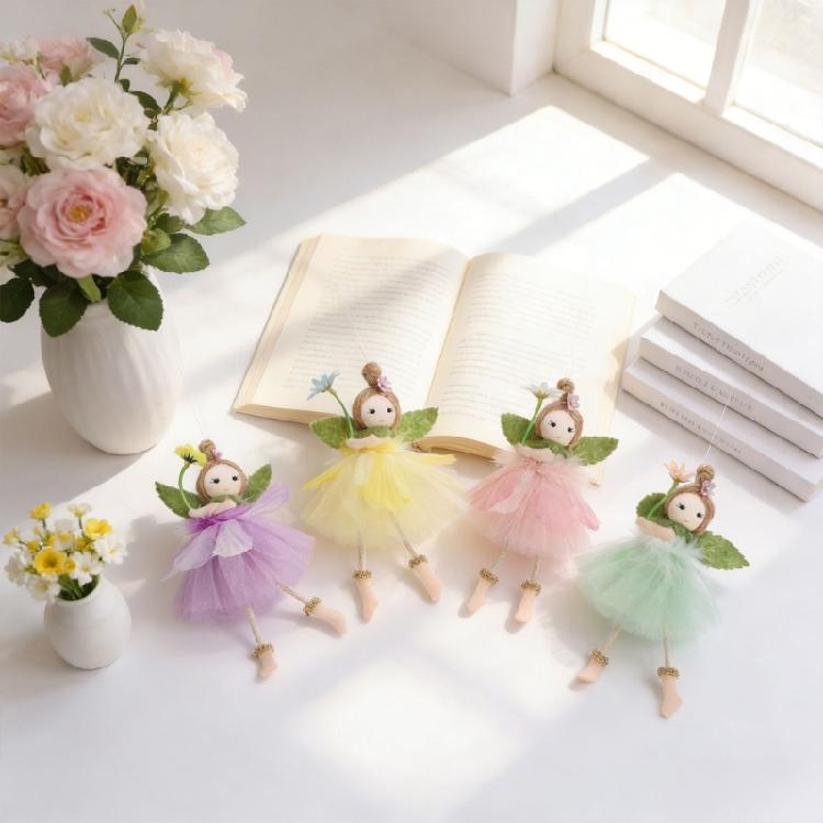 4Pcs Skirted Angel Girl Figure Pendant Hanging Ornaments for Wedding Baby Showers Birthday Parties Kid Rooms Decoration