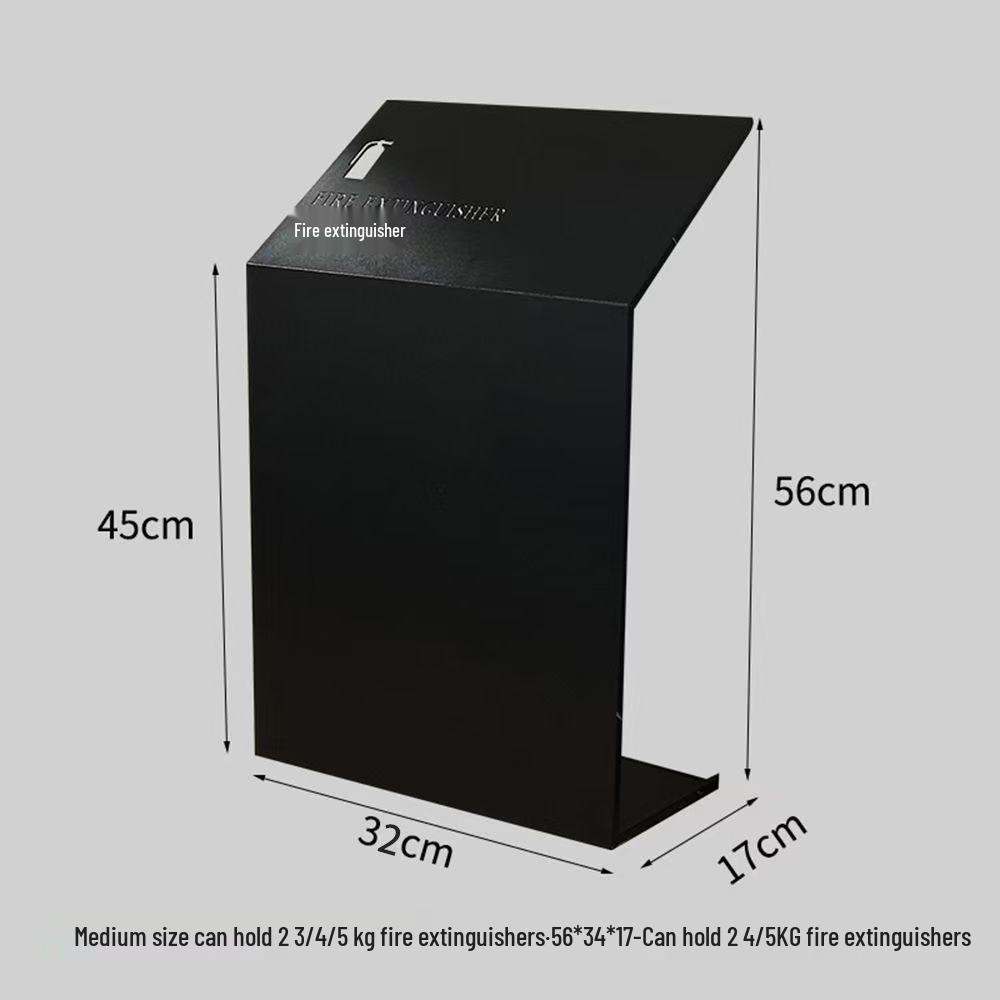Stojan na hasicí přístroj s úložným prostorem a bezpečnostním krytem pro práškové hasicí přístroje