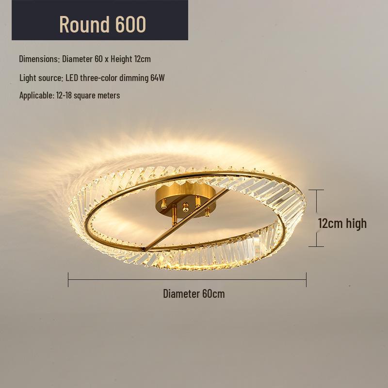 Italian Minimalist Crystal LED Ceiling Light for Bedroom and Living Room