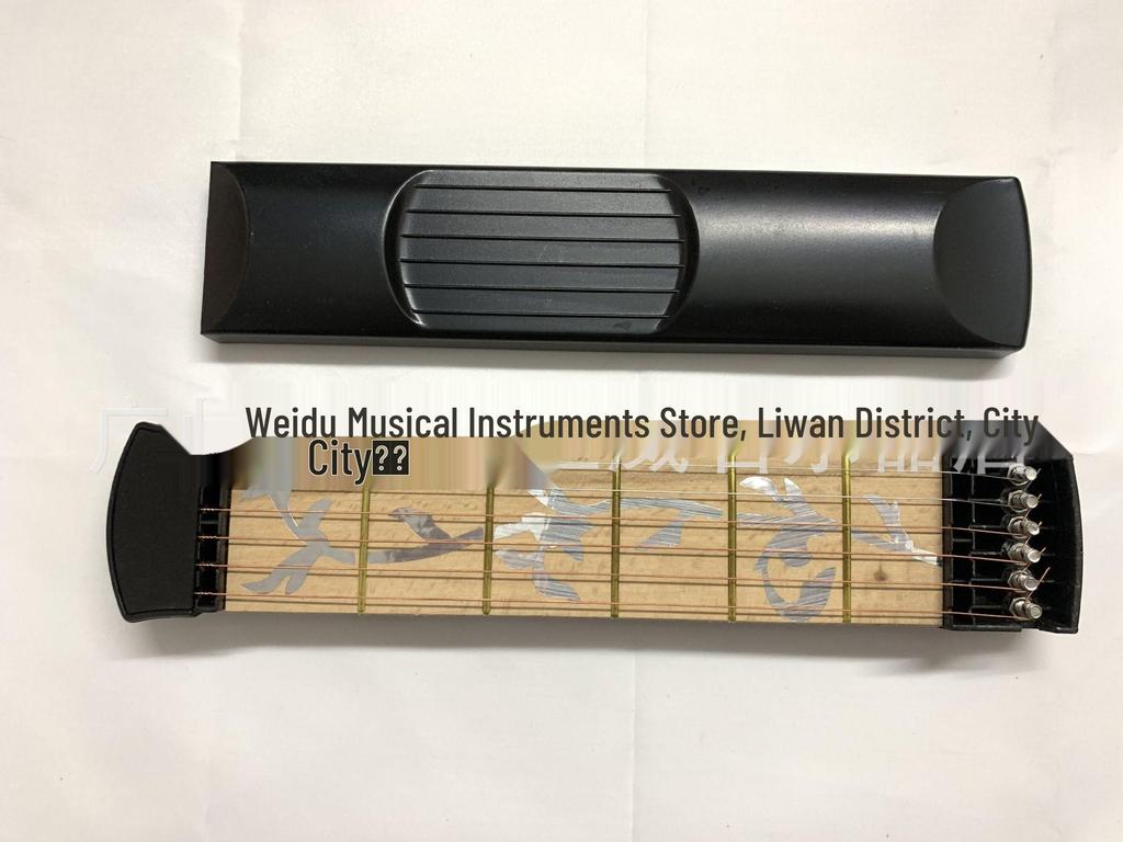 Six-String Portable Pocket Guitar Fingerboard with Flower Pattern - Black Practice Tool
