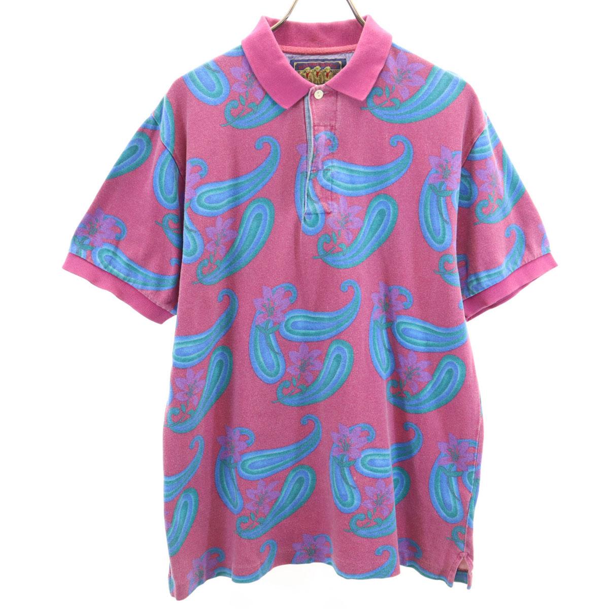 

CHAPS RALPH LAUREN 80s vintage Paisley Pattern Short sleeve ringer Polo shirt Men s Used