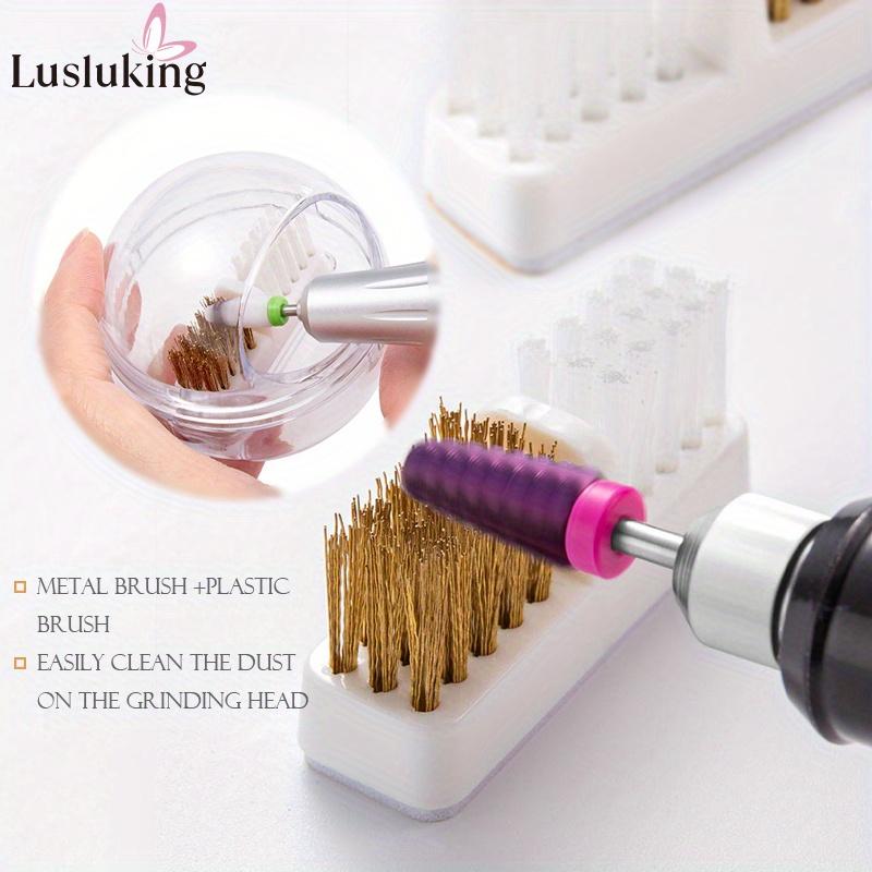 1pc Nail Polish Head Cleaning Brush Nail Drill Cleaning Brush with Dust Box Portable Nail Clipper Cleaner Cleaning Tool