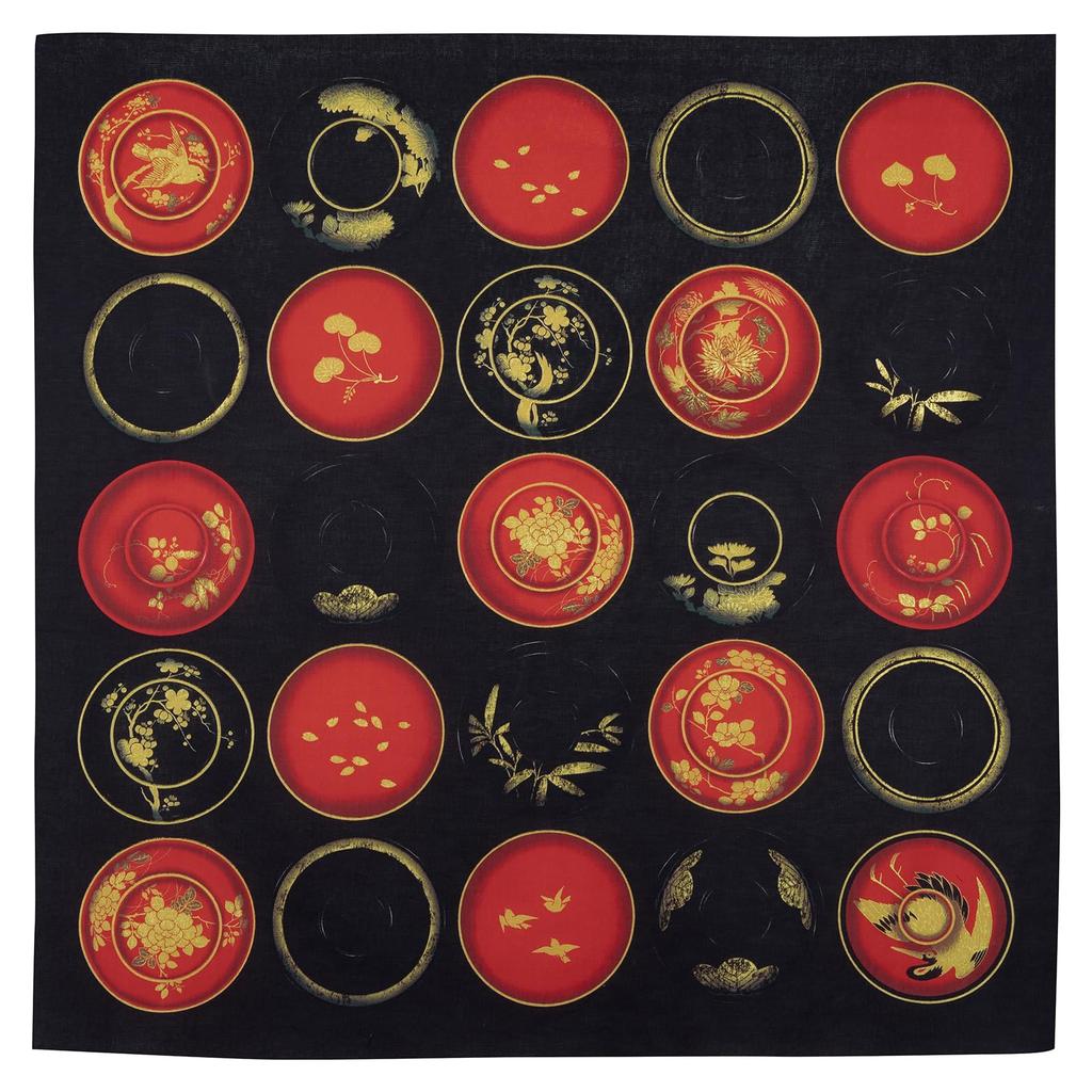 Musubi Furoshiki 120 Setsugekka Cotton Bowl, Black, 120cm, 100%
