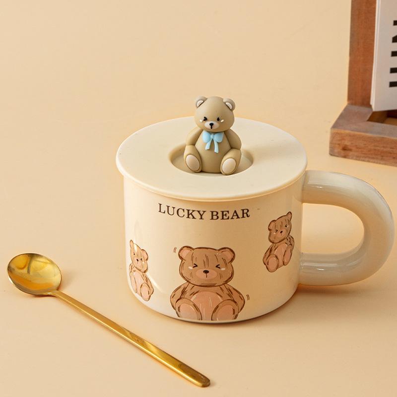 Charming Cartoon Ceramic Mug for Girls  Dorm Room - Ideal for Coffee, Milk, or Breakfast Beverages 301-400ml