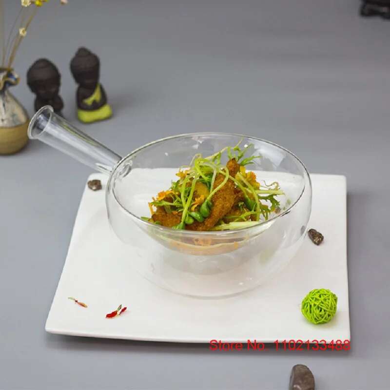 Handmade Glass Salad Bowls Creative Tableware Cooking Hollowware Specials Dry Ice Artistic Conception Molecular Delicacies Plate