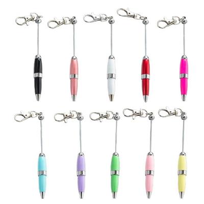 5pcs Ballpoint Pen with Keychain Beadable Signature Pen Rollerball Pen for Work