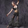 Women's Tribal Belly Dance Pants Mesh Patchwork Flared Pants Bellydance Costume for Performances Halloween Party