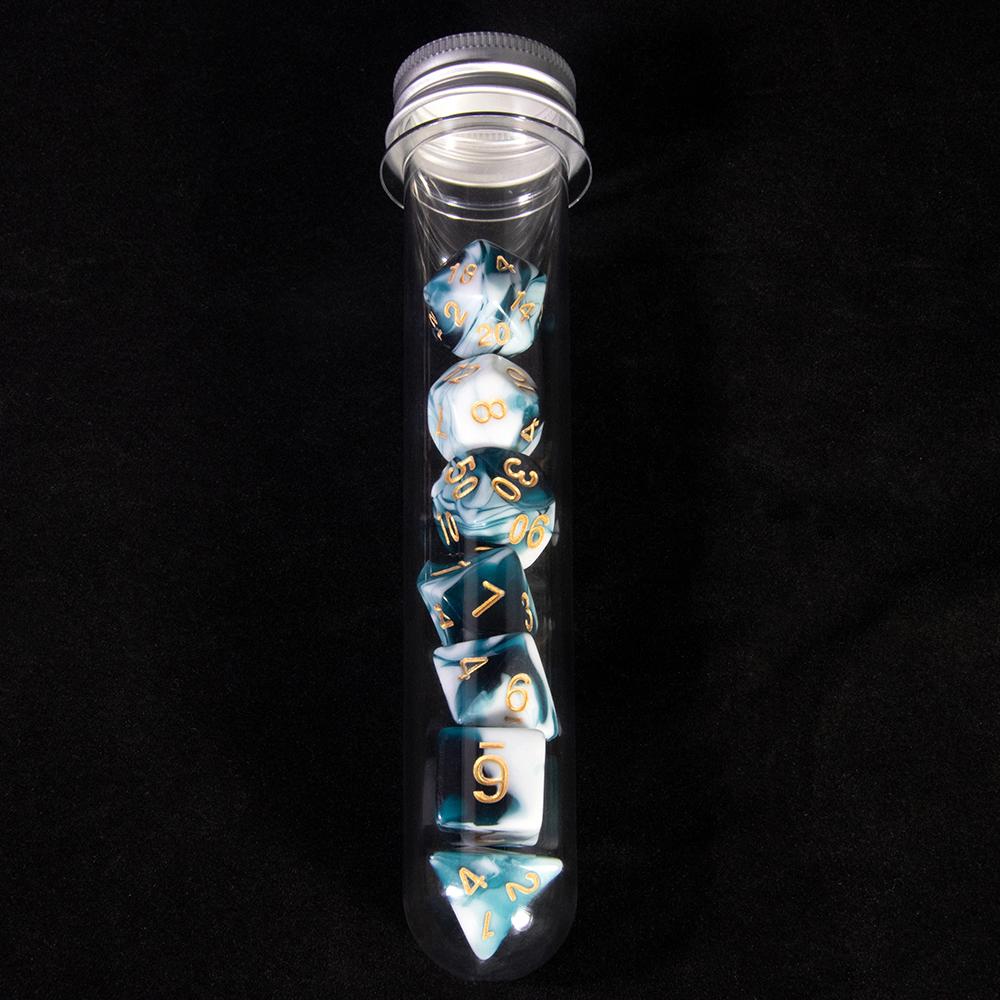 DND Game Dice 7pcs Polyhedral Double Colors Dice with Tube for D&D RPG Party Entertainment Game Supplies