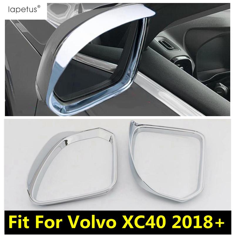 Car Rearview Mirror Rain Eyebrow Decoration Protection Cover Trim For VOLVO XC40 2018 - 2025 ABS Chrome Accessories Exterior Kit