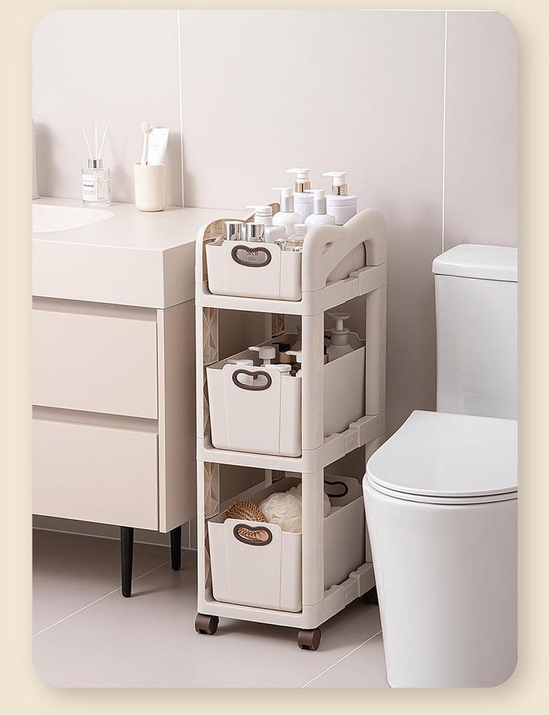 Compact Movable Backpack & Book Storage Trolley with Multi-layer Design for Under-table Use