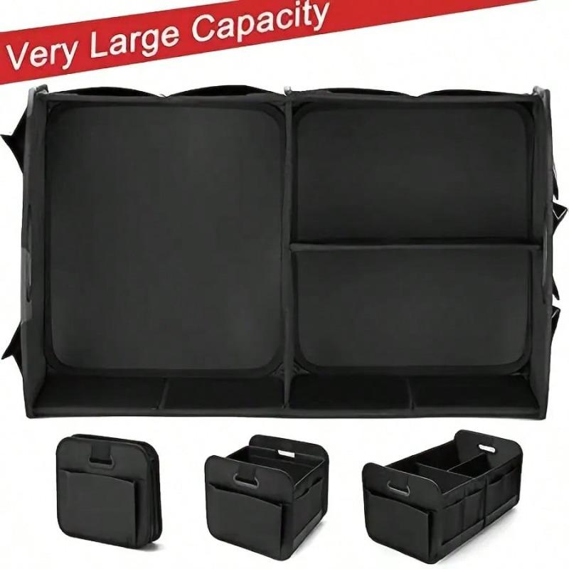 Heavy-Duty Car Trunk Storage Box, Foldable Design With Multiple Compartments - Reinforced Handle Storage Box