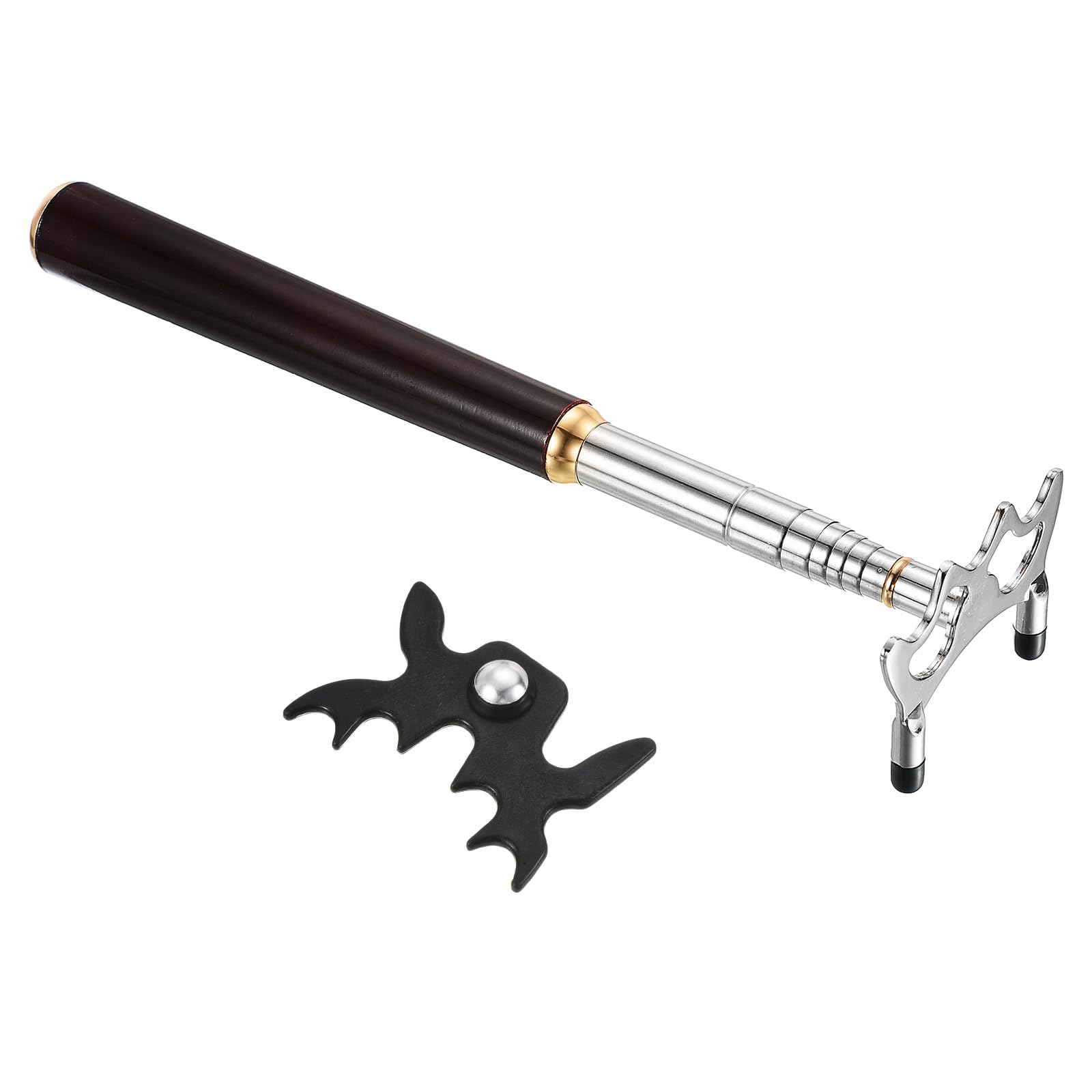 PATIKIL Telescopic Billiard Cue Stick Wooden Pool Cue Accessory with Detachable Metal Low Bridge Head for Pool Table Bridge, Play, Silver/Black