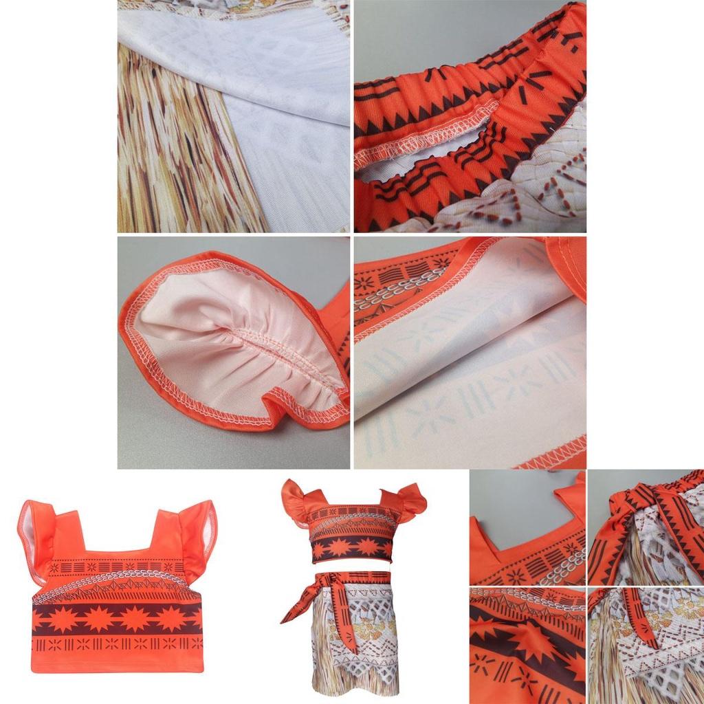 Enchanting Princess Moana Costume Outfit Bra Skirt Set For Little Girls Cosplay Adventure