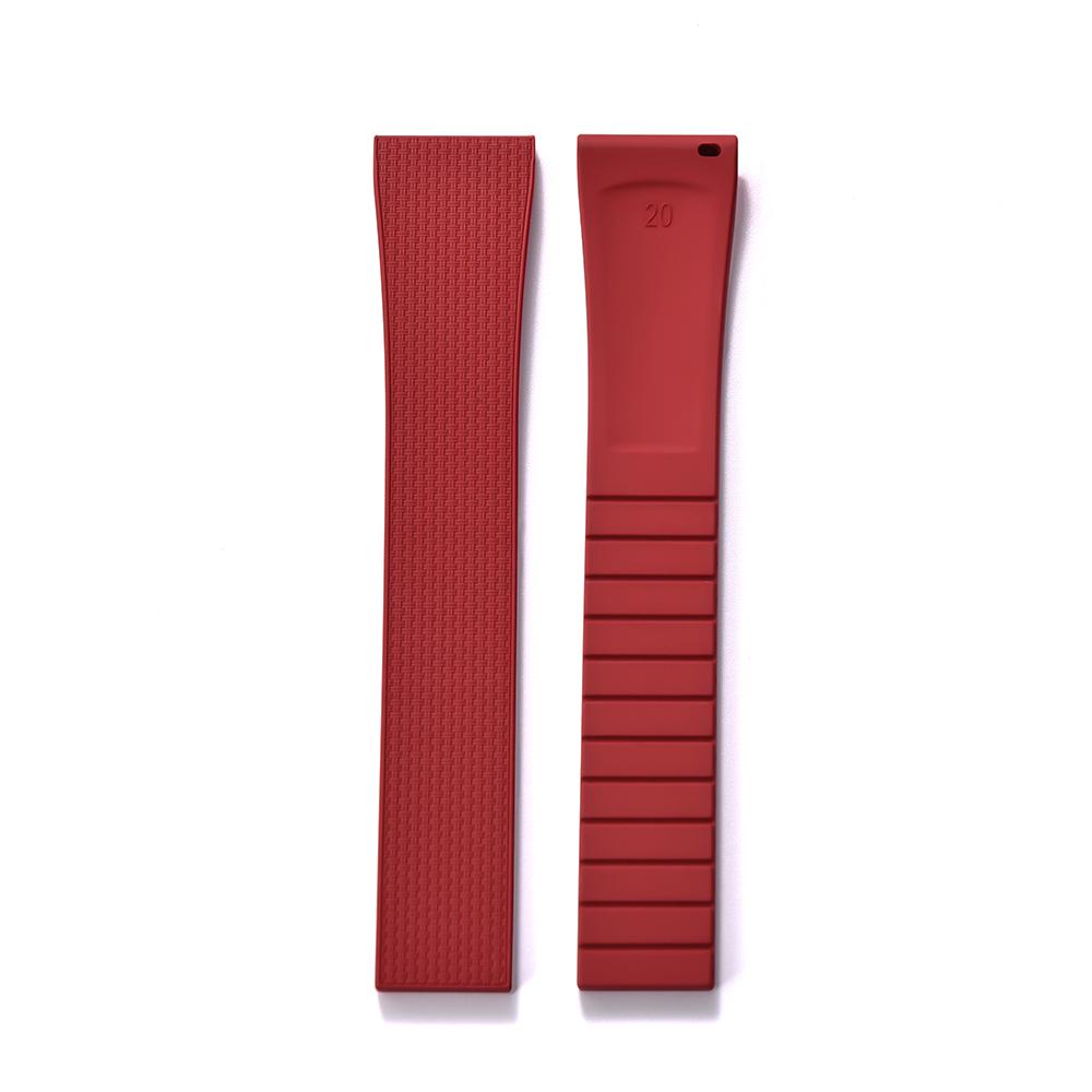 20mm Delugs CTS FKM Gummi Uhrenarmbänder mit 4 Farben Schmetterlingsschließe Einzigartige Textur Schnellverschluss Uhrenarmband für Markenuhr