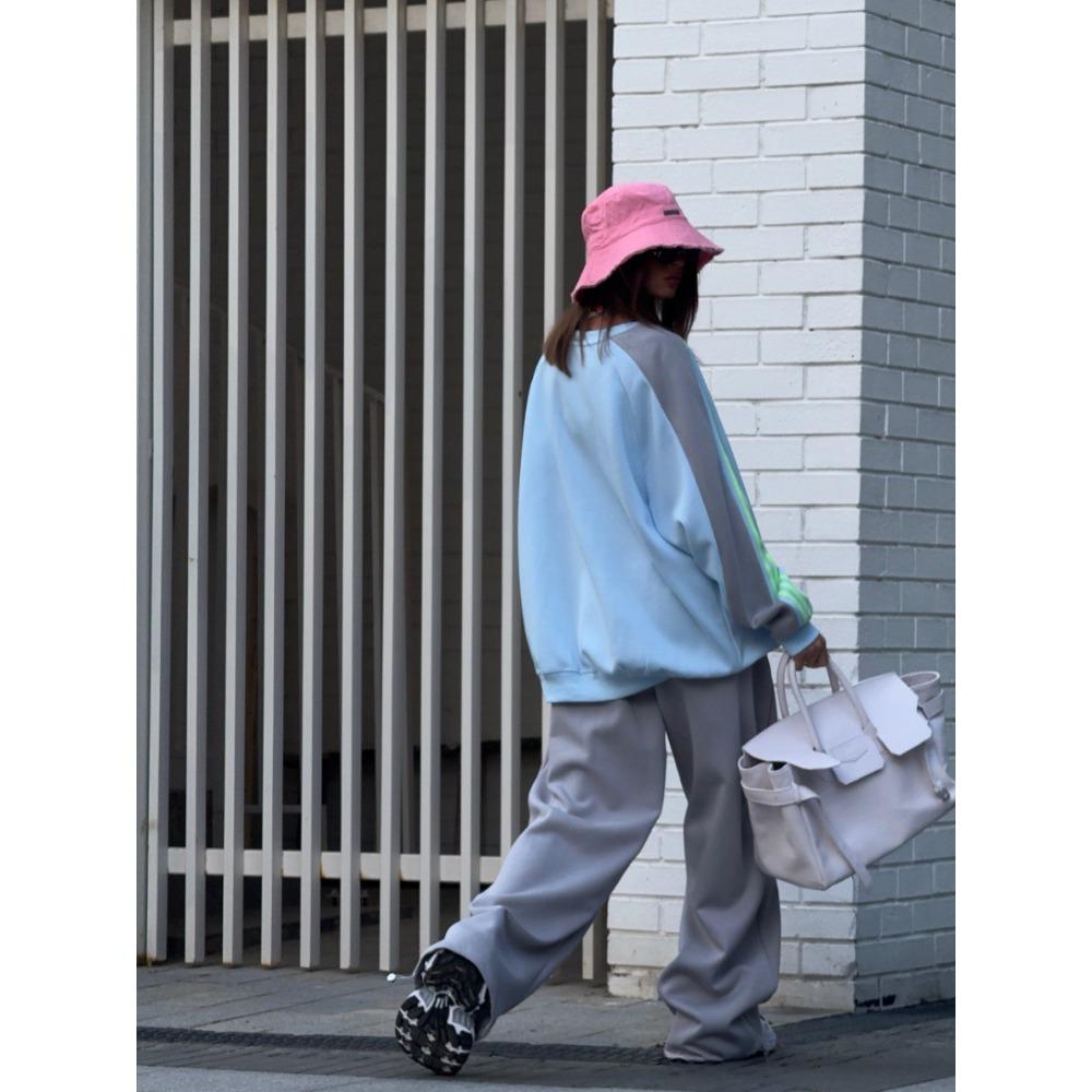 2025 Autumn New Suit Women's High-end Autumn and Winter Sweater Contrasting Color Splicing Trousers Two-piece Set