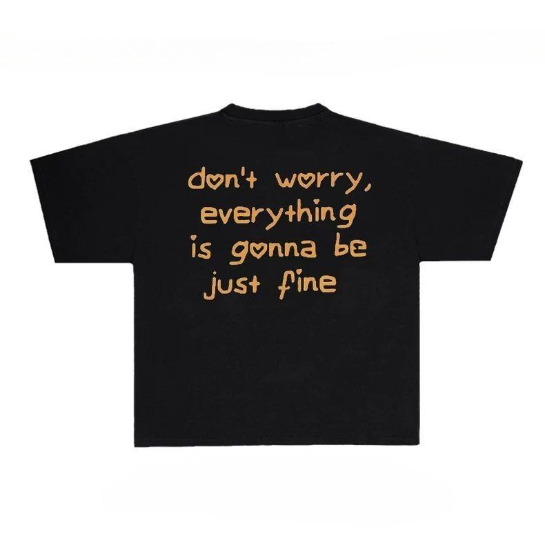 Heartwarming Words Graphic Print Autumn Pure Cotton Men's and Women's T-shirt Short Sleeve Street Fashion Trend Clothing  Kawaii