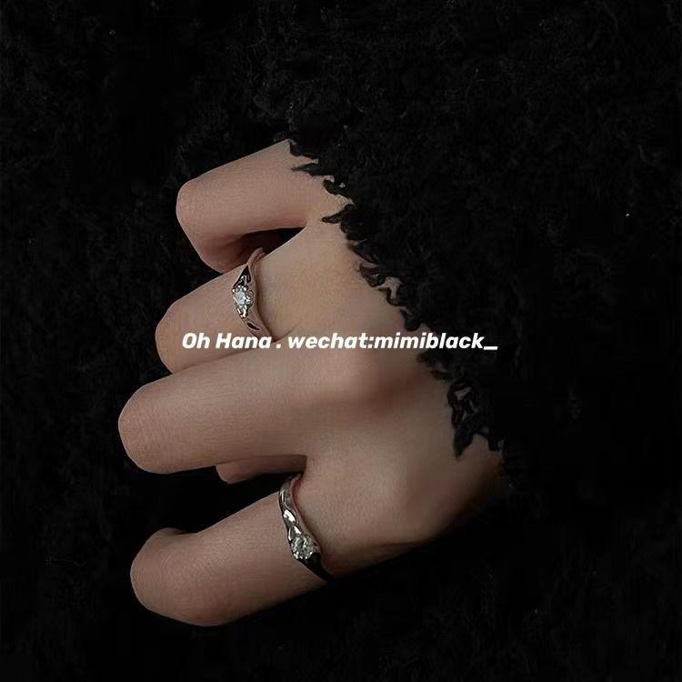 Niche Special-Shaped Irregular Opening White Zirconium Ring, Gentle Adjustable Opening Diamond Ring For Women, Versatile And Simple Style