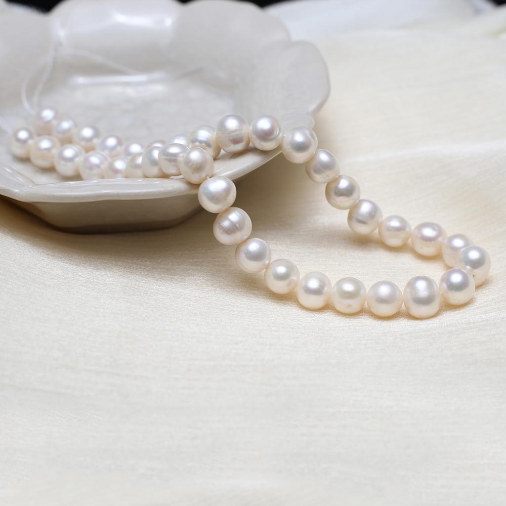 1String, White Natural Freshwater Pearls, Handmade Round Pearl Beads, 10-11 Mm, for DIY Necklace Accessories, Jewelry Making, Women Gift, 36 Cm