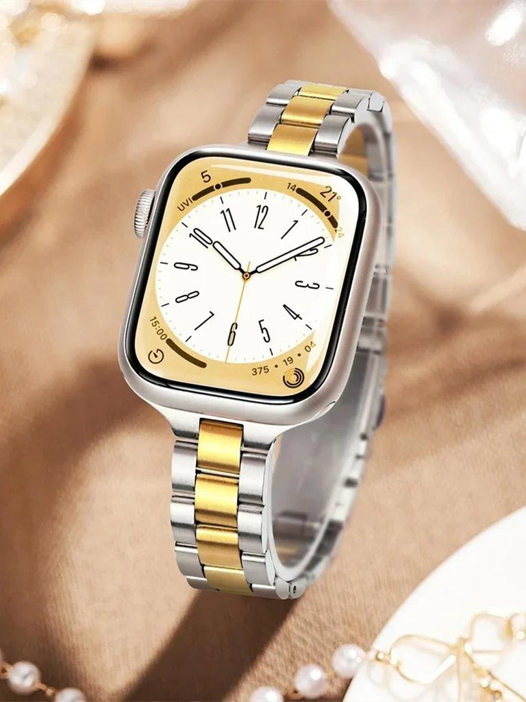 1Pc Thin Replacement Band Compatible with iWatch Ultra SE Series 11 10 9 8 7 6 5 4 3 2 1 Stainless Steel Metal Wristband Women Men
