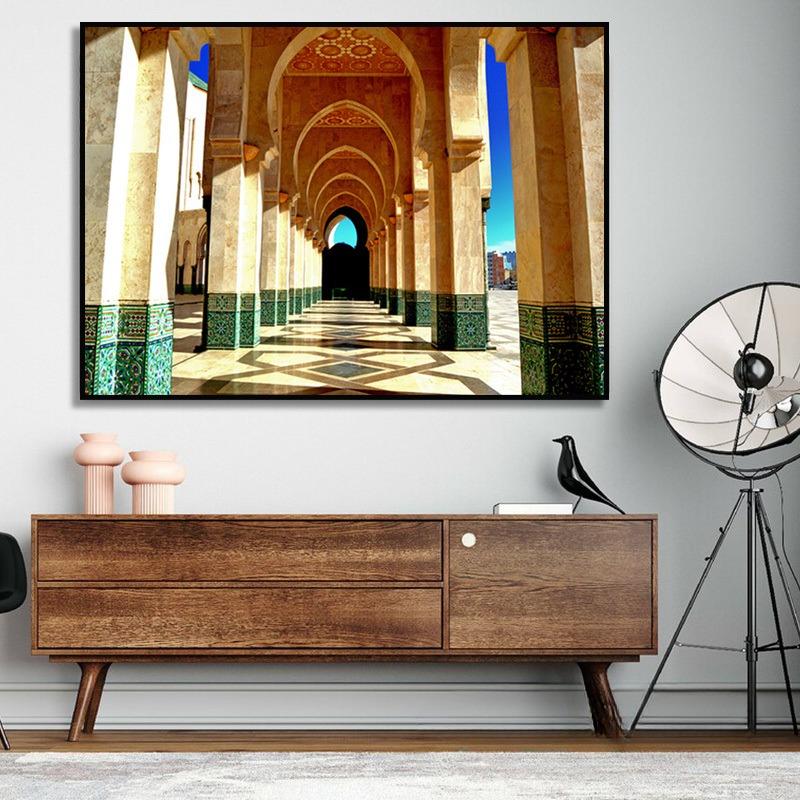 Retro Islamische Kalligraphie Allahu Akbar Kaaba Heiliger Ort Moschee Kunst Poster Leinwand Malerei Wand Druck Bilder Room Home Decor