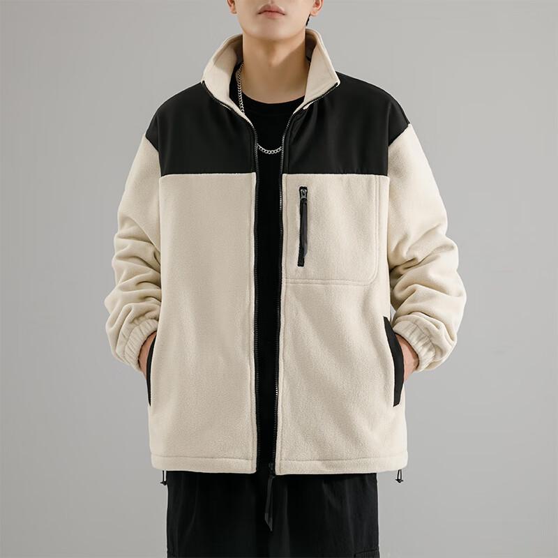 Huili Autumn/Winter American Style Color-Block Fleece Jacket