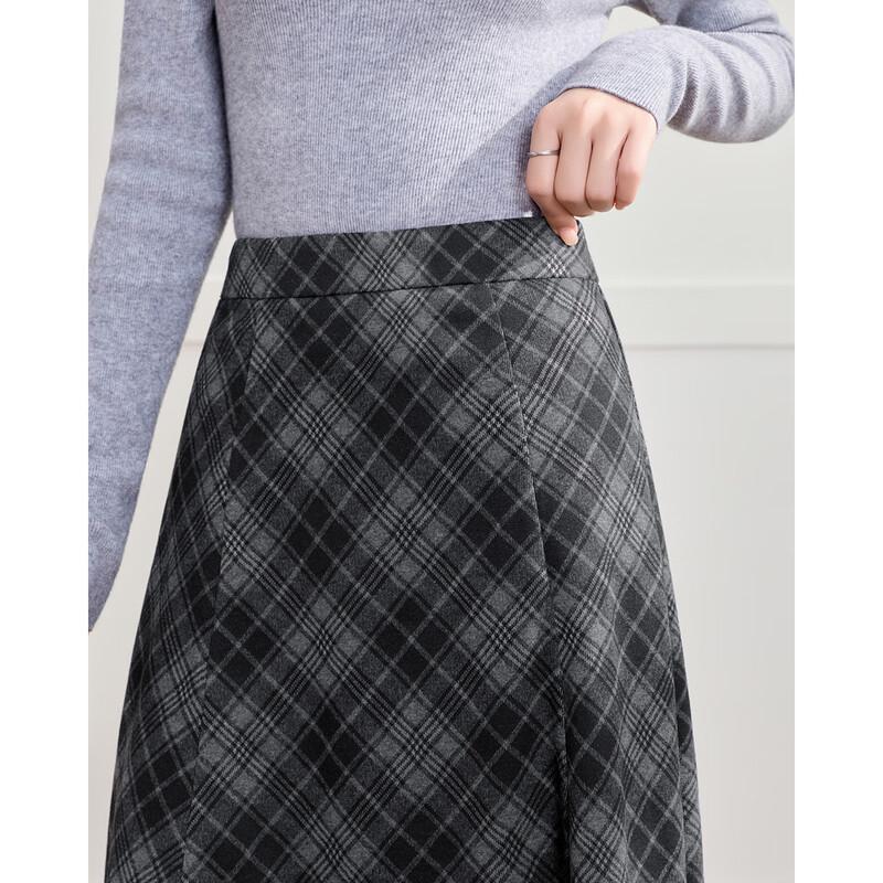 IEF Vintage Plaid A-Line Midi Skirt