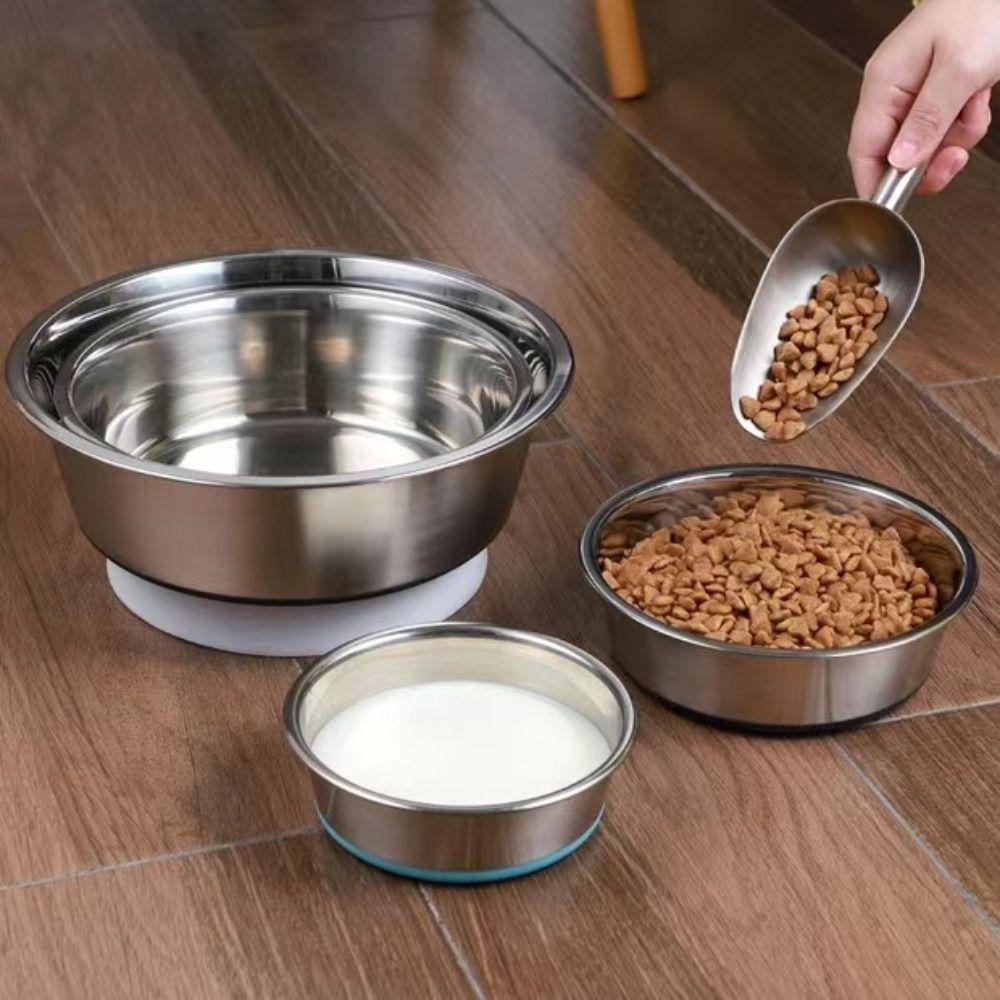 Stainless Steel Cat Dog Bowls Anti-slip Cat Water Drinking Bowl Dog Basin  Small/Large Dogs