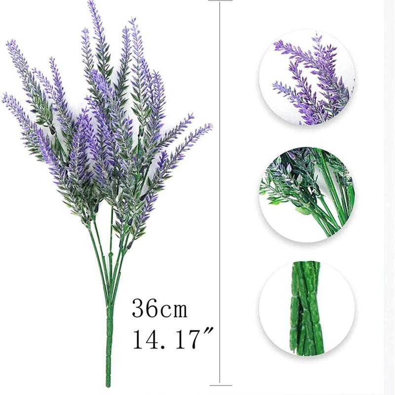 10 Bundles Artificial Lavender Flowers Head Fake Flowers Home Room Table Decor Outdoors Garden Wedding Decoration Outdoor Plants