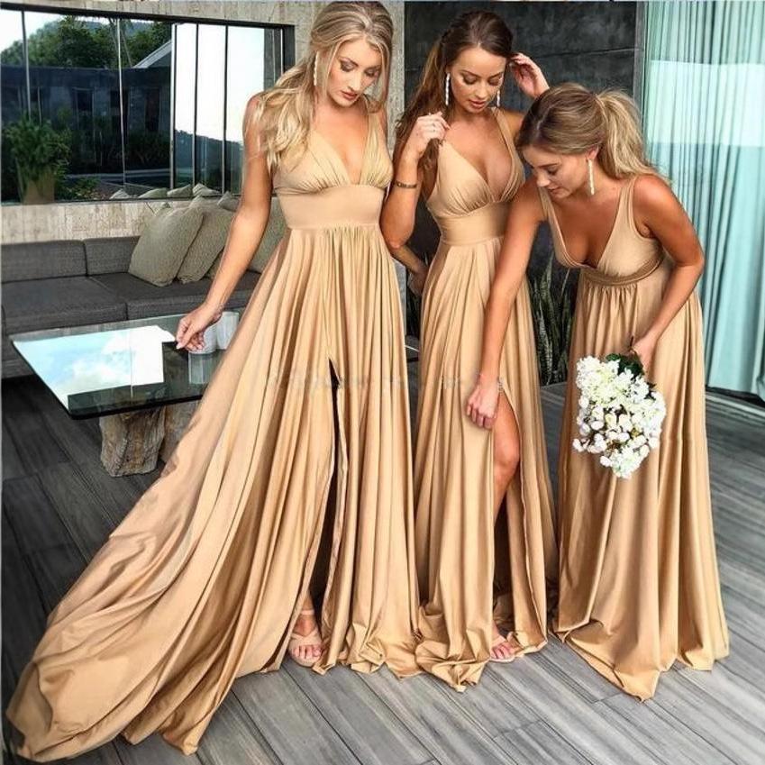 

European & American Women s Deep V Bridesmaid Sling Dress M
