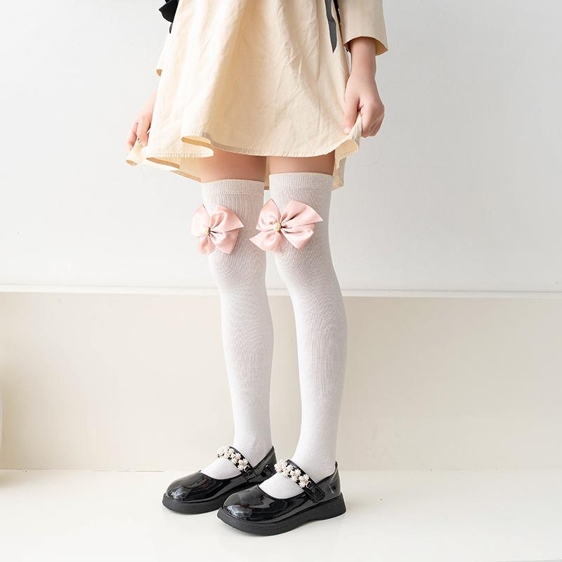 

Детские носки для девочек, длинные носки с бантом, школьные гольфы для подростков, гольфы для девочек, весна-осень one size белый