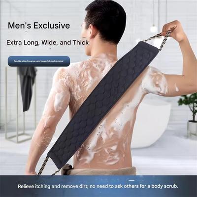 Men's Long, Double-sided Exfoliating Bath Towel for Back Scrubbing, Powerful Shower Scrub and Mud Removal Tool, Household Coarse