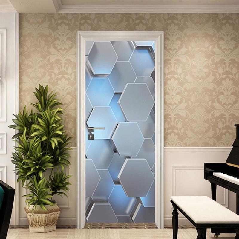 PVC 3D Door Stickers Simulation Vinyl Self Adhesive Wall Murals Decals