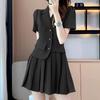 ZANZEA Women Short Sleeve Blouse and Pleated Skirts Casual Two Piece Sets
