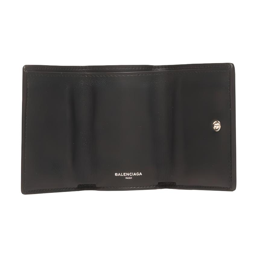 Balenciaga Logo Leather Mini Wallet Unisex Wallets Black 505055DLQHN1060