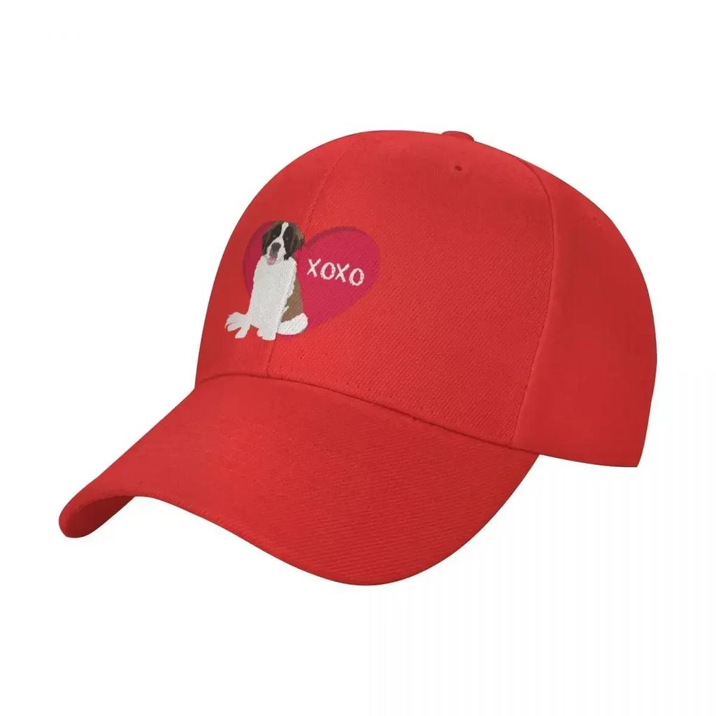Valentines Day Saint Bernard Love Xoxo Baseball Cap Mountaineering Fashionable Fishing Hat Caps For Women Mens