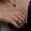 Chic Retro Black Gold Heart Bird Ring For Women Adjustable Fashionable Accessory