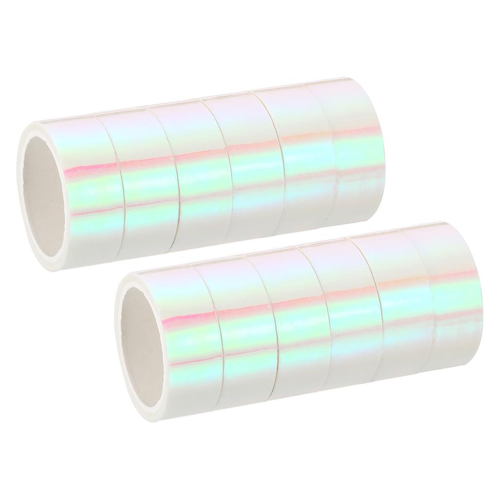 3/12Rolls 15mmx5m Metalized Tape Self Adhesive Holographic Foil Mirror Metallic Masking Sticker Tapes for DIY Art Craft Wrapping